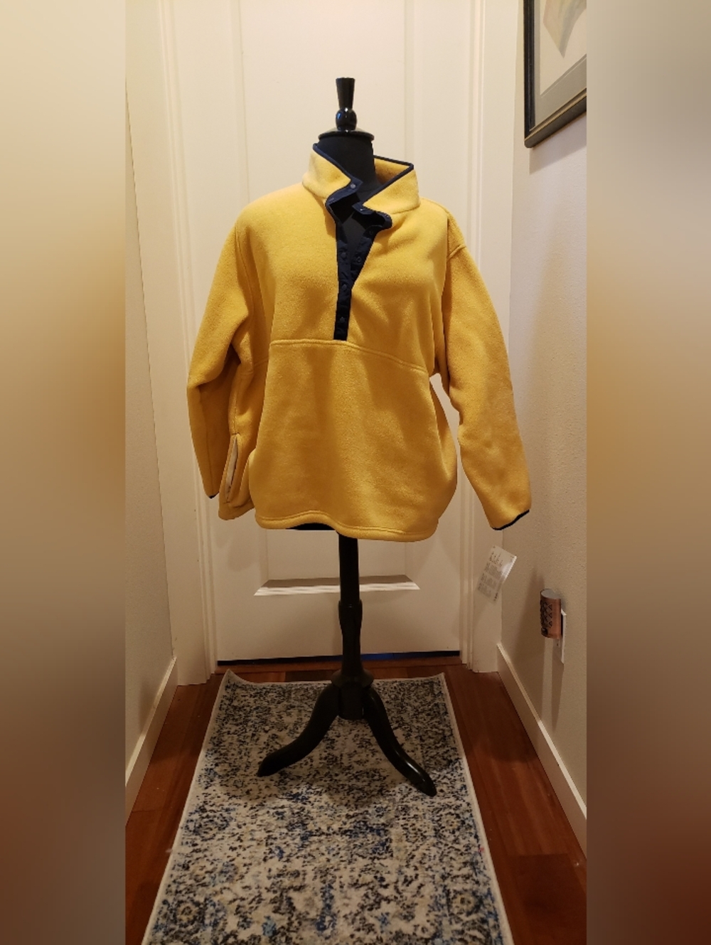 L.L.Bean Yellow Fleece Quarter-snap Pullover with Black Trim